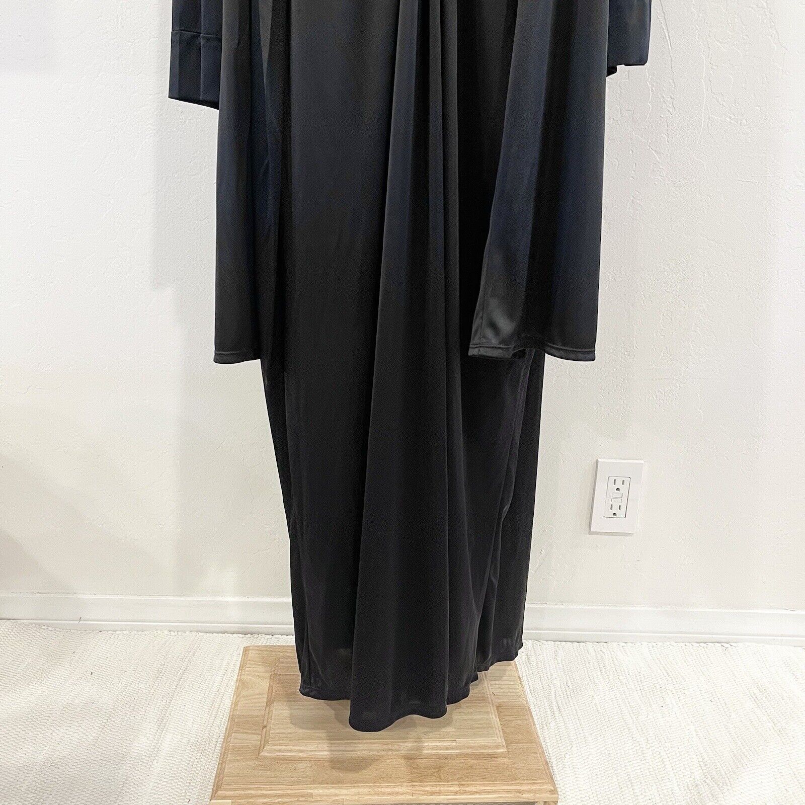 NEW Natori Black Silky Nightgown Robe Lingerie Dress Gown Pajama Set - Large