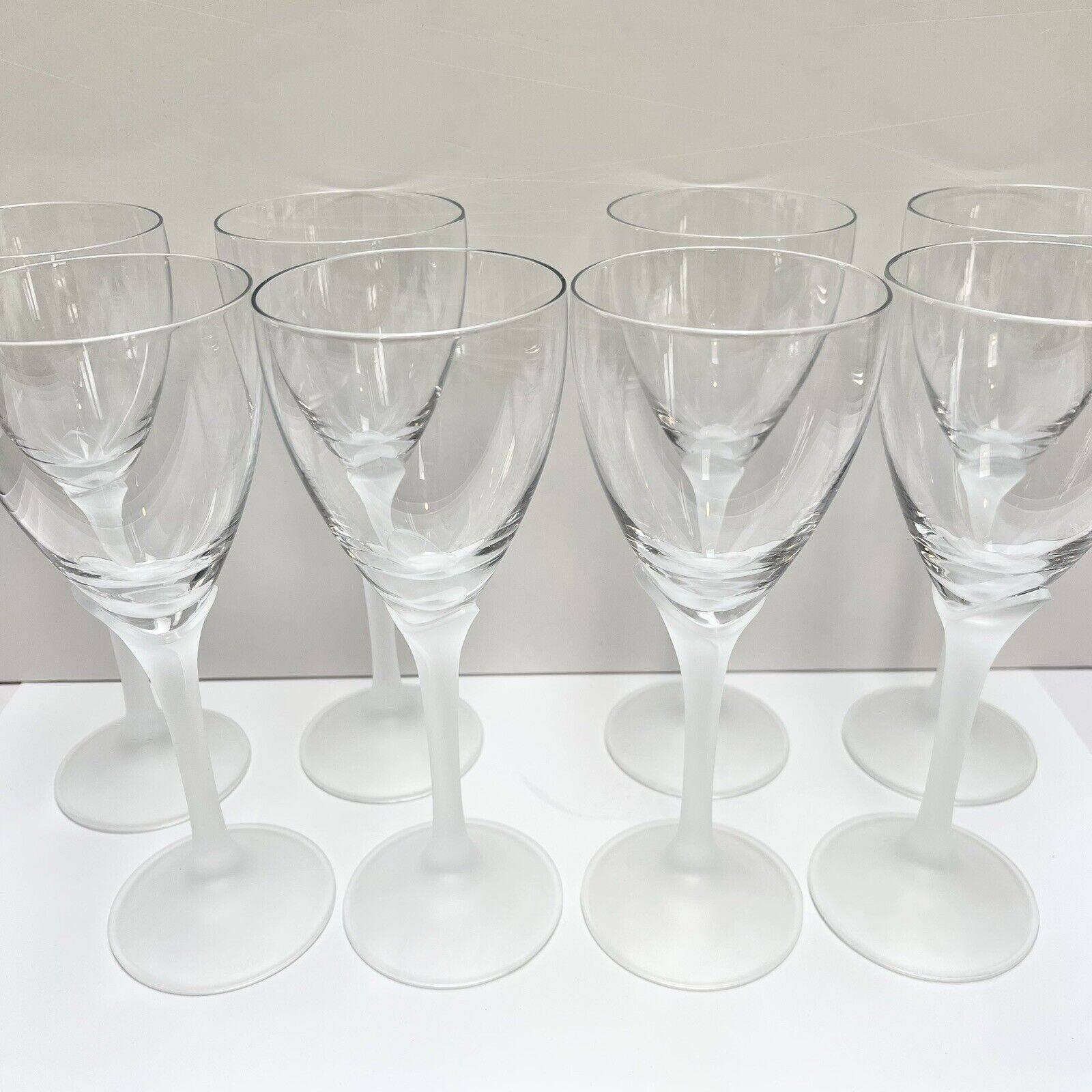 Mikasa (Set of 8) Vintage Alexandra Crystal Wine Glasses Frosted Flower Stem