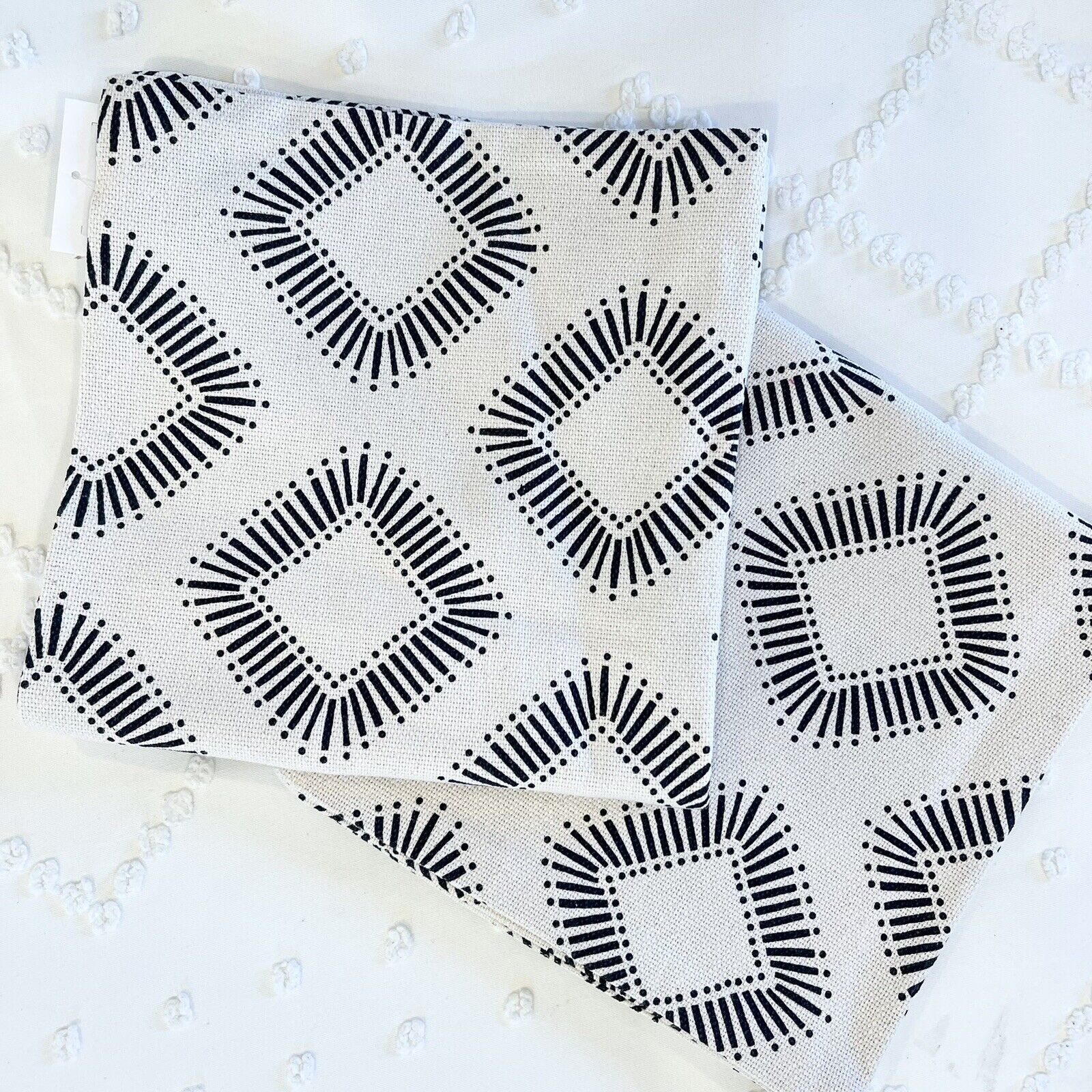 New West Elm Black & White Boho Geometric Throw Pillow Cover Case 20" x 20"