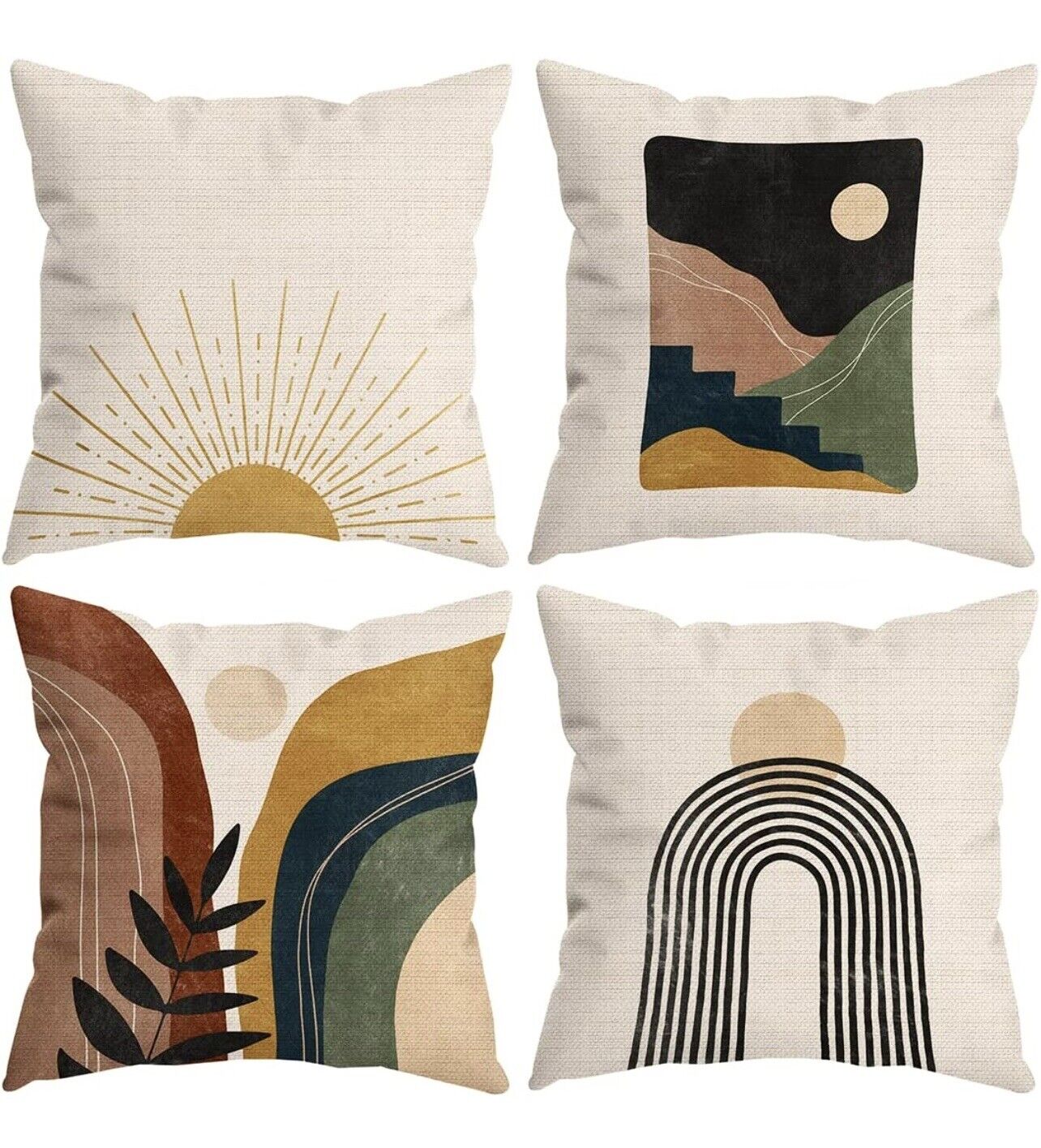 New Anthropologie (Set / 4) Boho Abstract Throw Pillow Cover Case Sham 18" x 18"