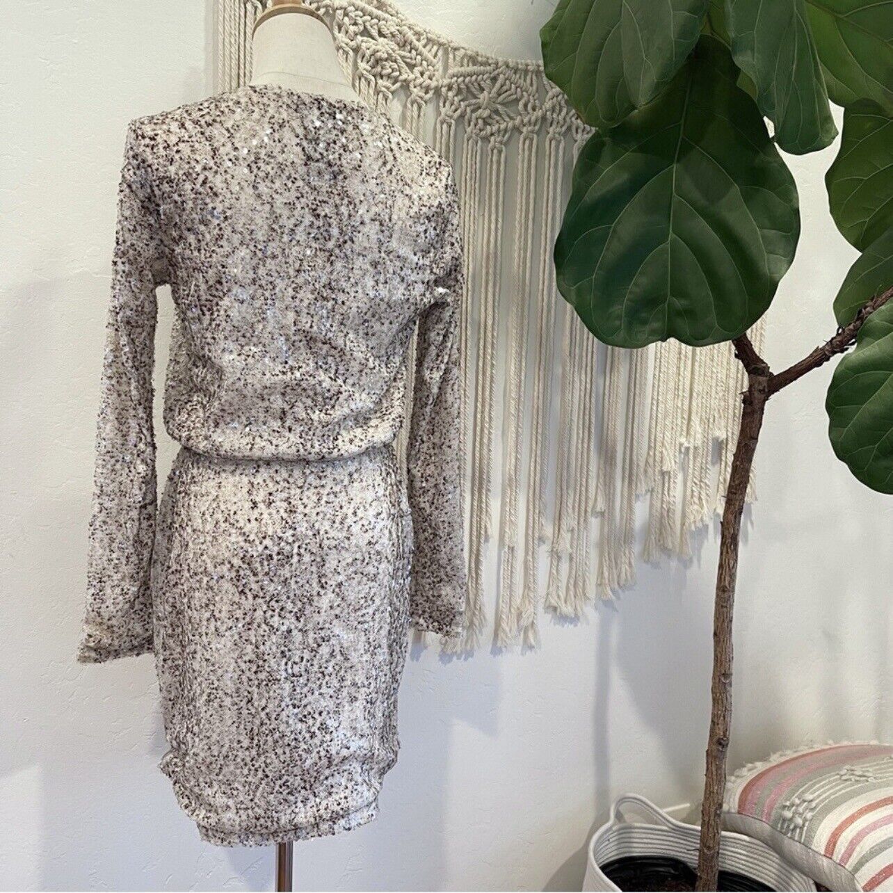 Victoria's Secret / Moda International White Sequin Cocktail Dress - Size Small