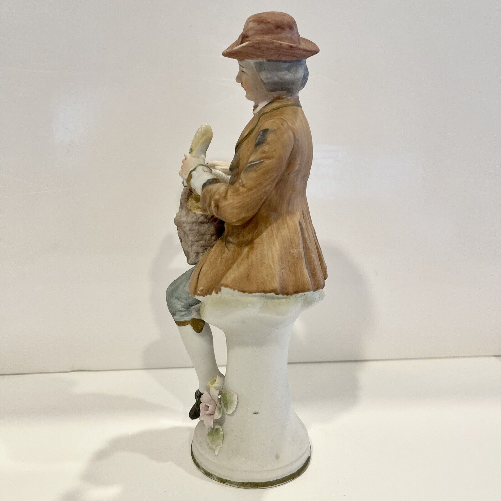 Vintage Man with Basket Figurine - Porcelain Statue / Andrea by Sadek