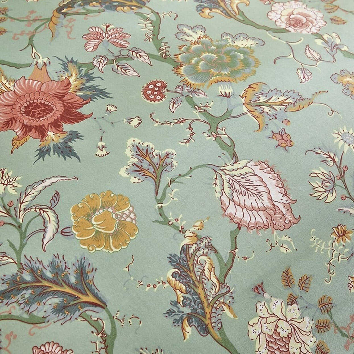 NEW Anthropologie Green Floral King Size Boho Duvet Bedding Sham Case Set