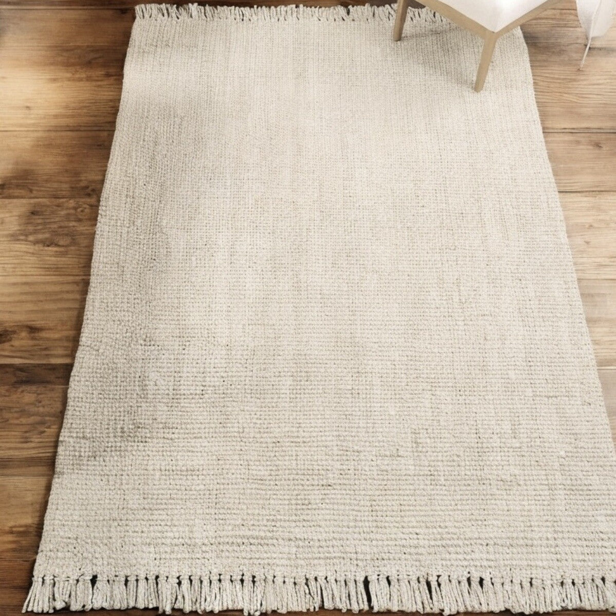 NEW West Elm White Beige Boho Jute Chunky Woven Moroccan Area Rug Carpet 5' x 8'