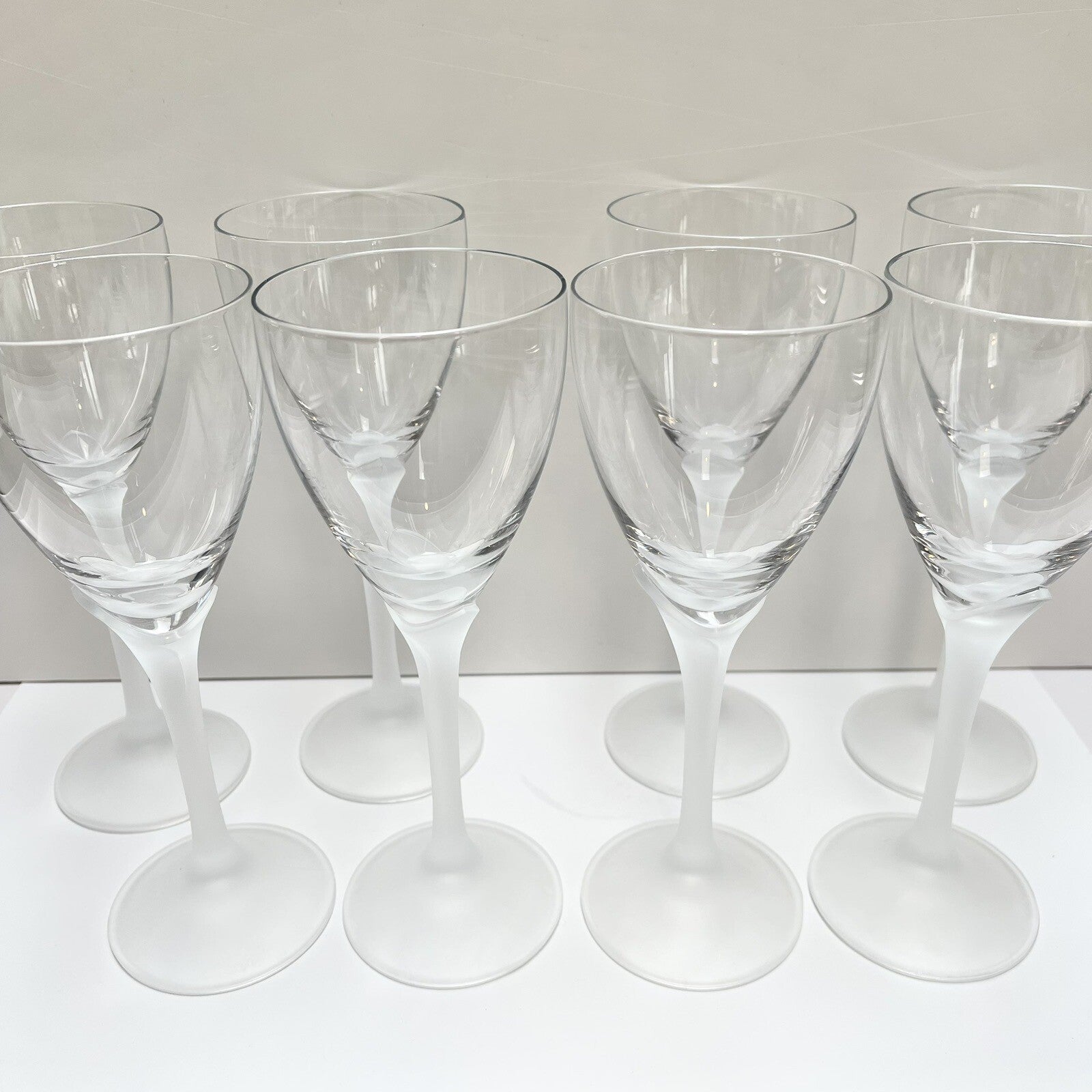 Mikasa (Set of 8) Vintage Alexandra Crystal Wine Glasses Frosted Flower Stem