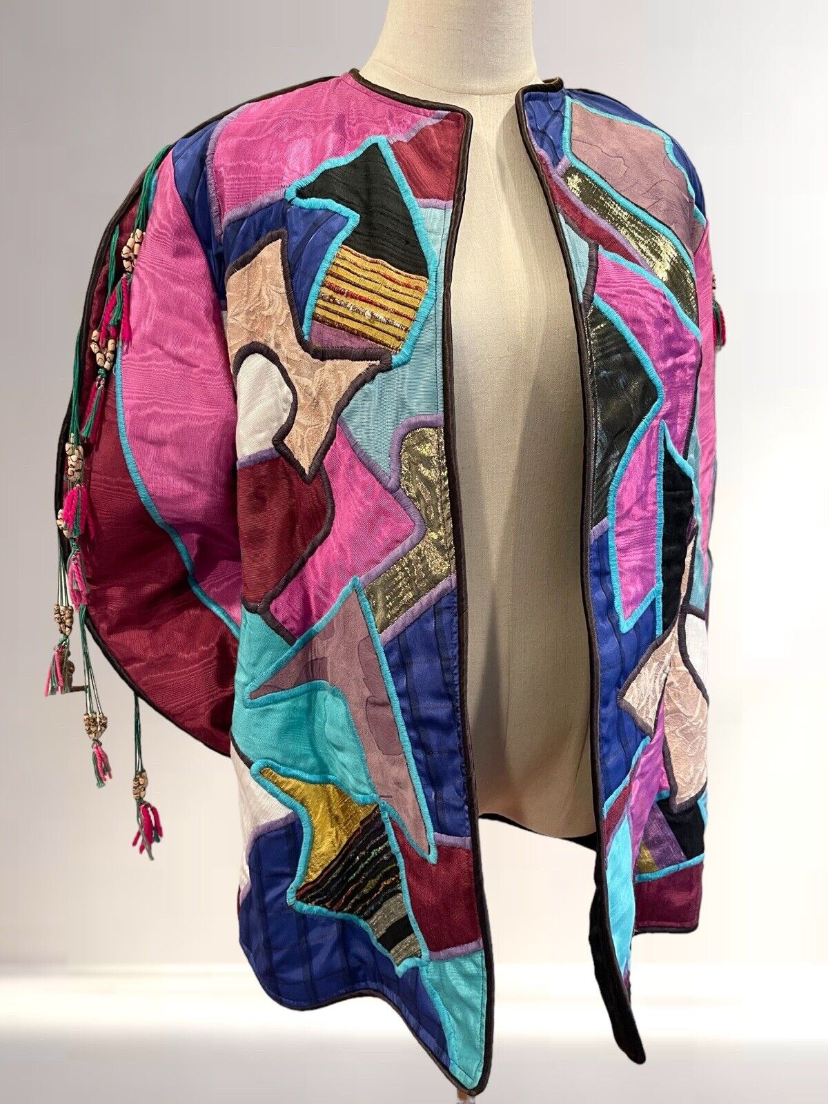 Vintage La Coleccion Judith Roberts Art Kimono Jacket Sweater Coat - Size Small