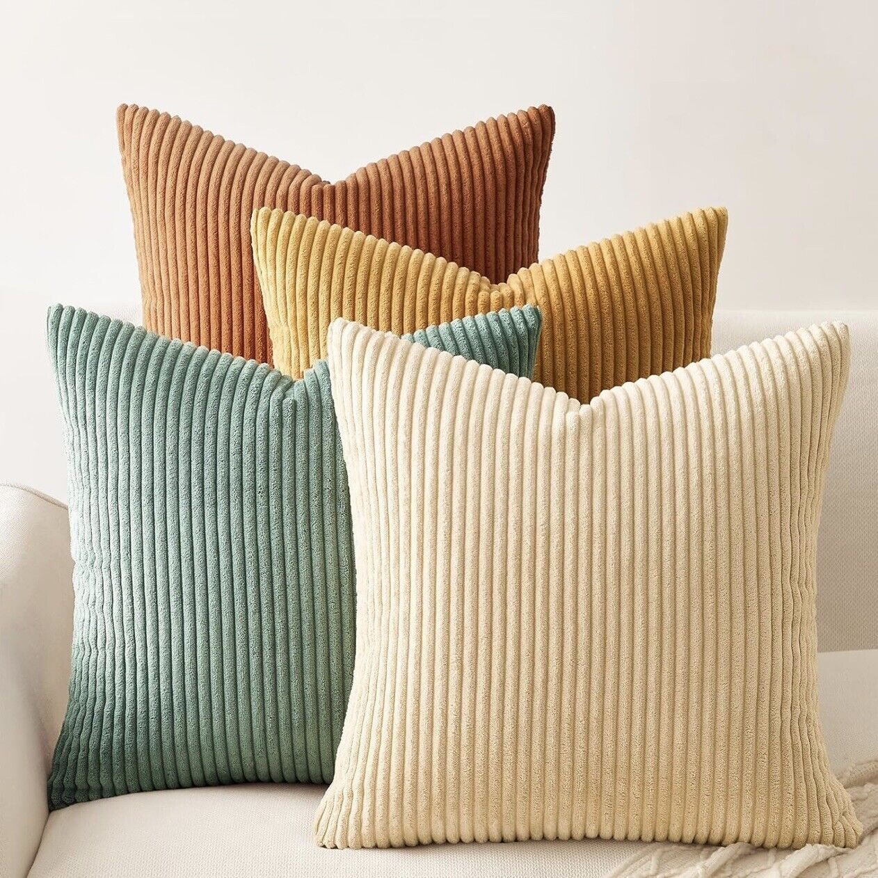 NEW West Elm (Set 4) Multicolor Velvet Corduroy Throw Pillow Cover Sham 18 x 18