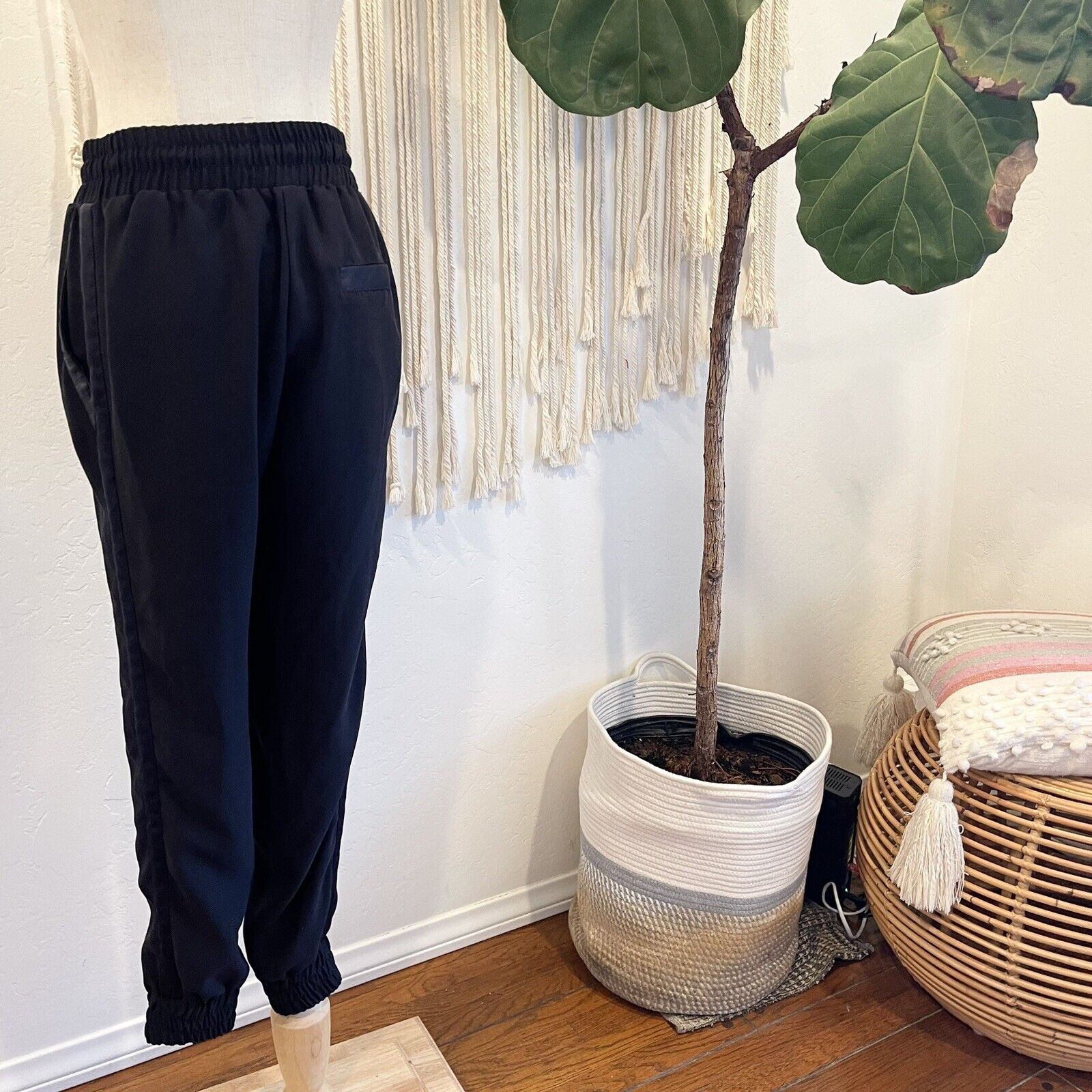 Free People Navy Blue Tuxedo Pants Joggers Slacks with Silky Trim - Medium / 6