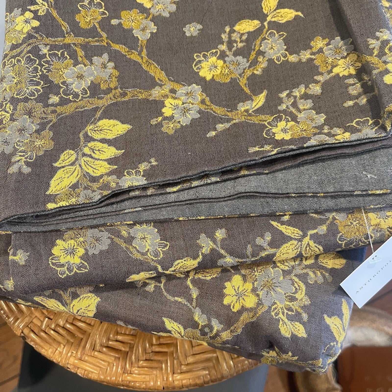 NEW Anthro Gold Jacquard 100% Cotton Reversible Boho King Bedding Duvet Sham Set
