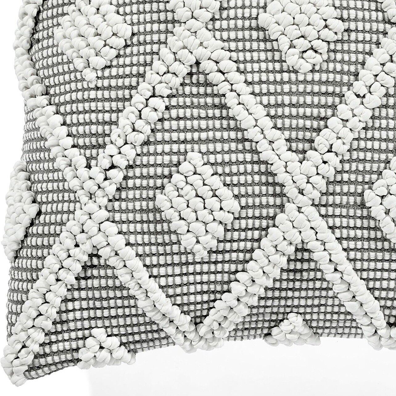 New Anthropologie Boho Pom Pom Grey Throw Pillow Case Cover Sham - 20" x 20"