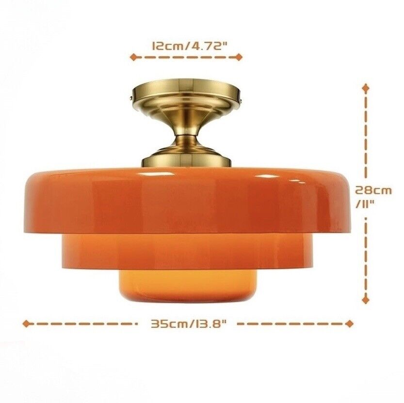 NEW Anthropologie Chandelier Mid-Century Retro Gold Orange Light Ceiling Fixture