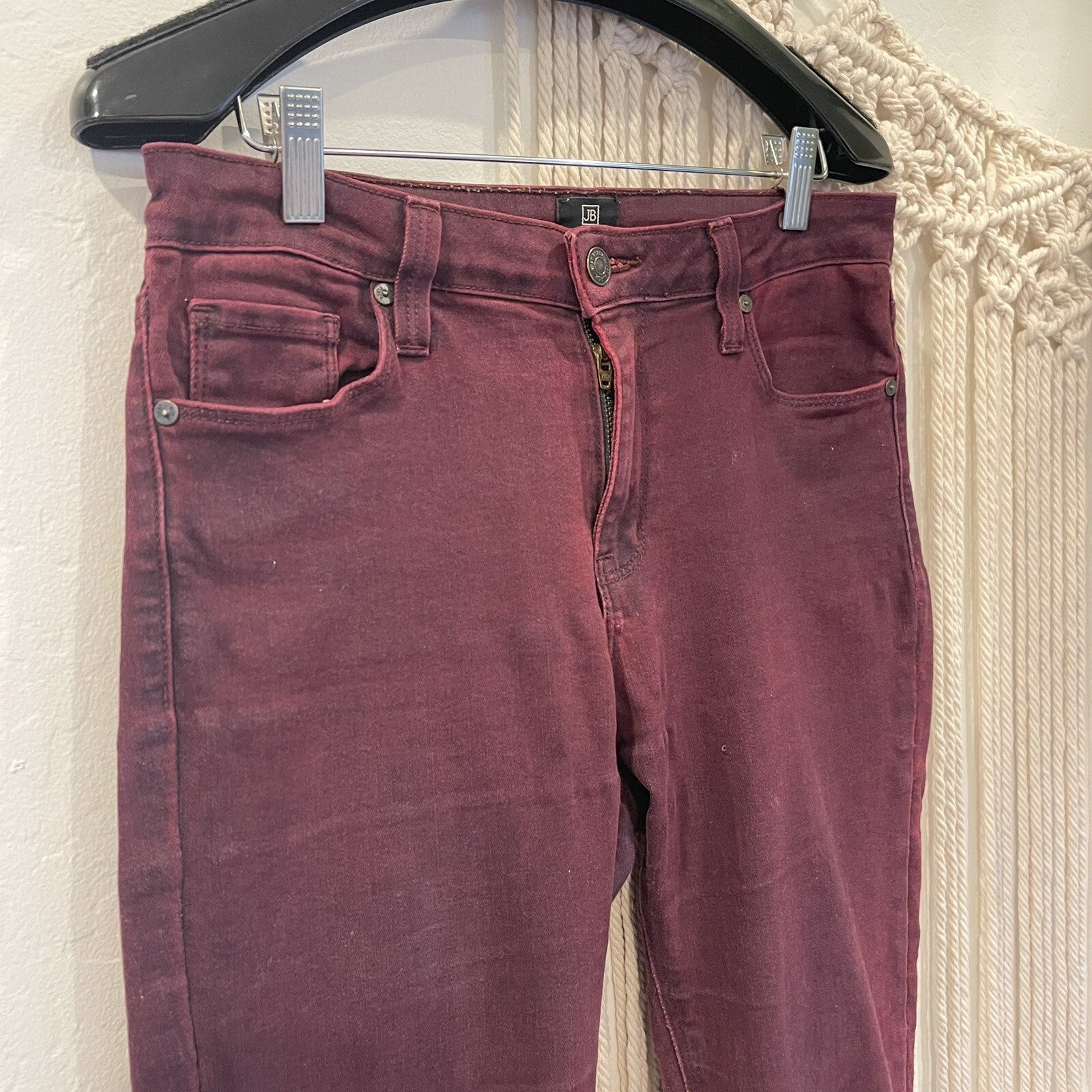 Anthro /Just Black Mid Rise Maroon Skinny Legging Stretch Denim Jeans Pants - 30