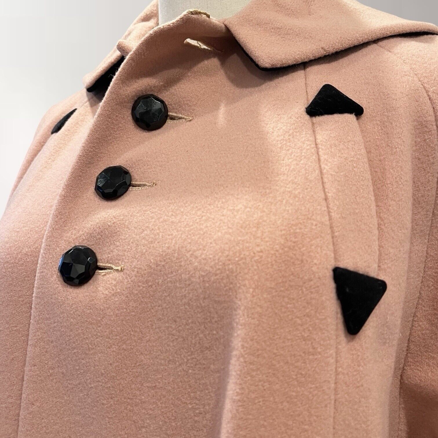 Vintage Lady Barrington Retro Dusty Pink Pea Coat Jacket Sweater - Size Small