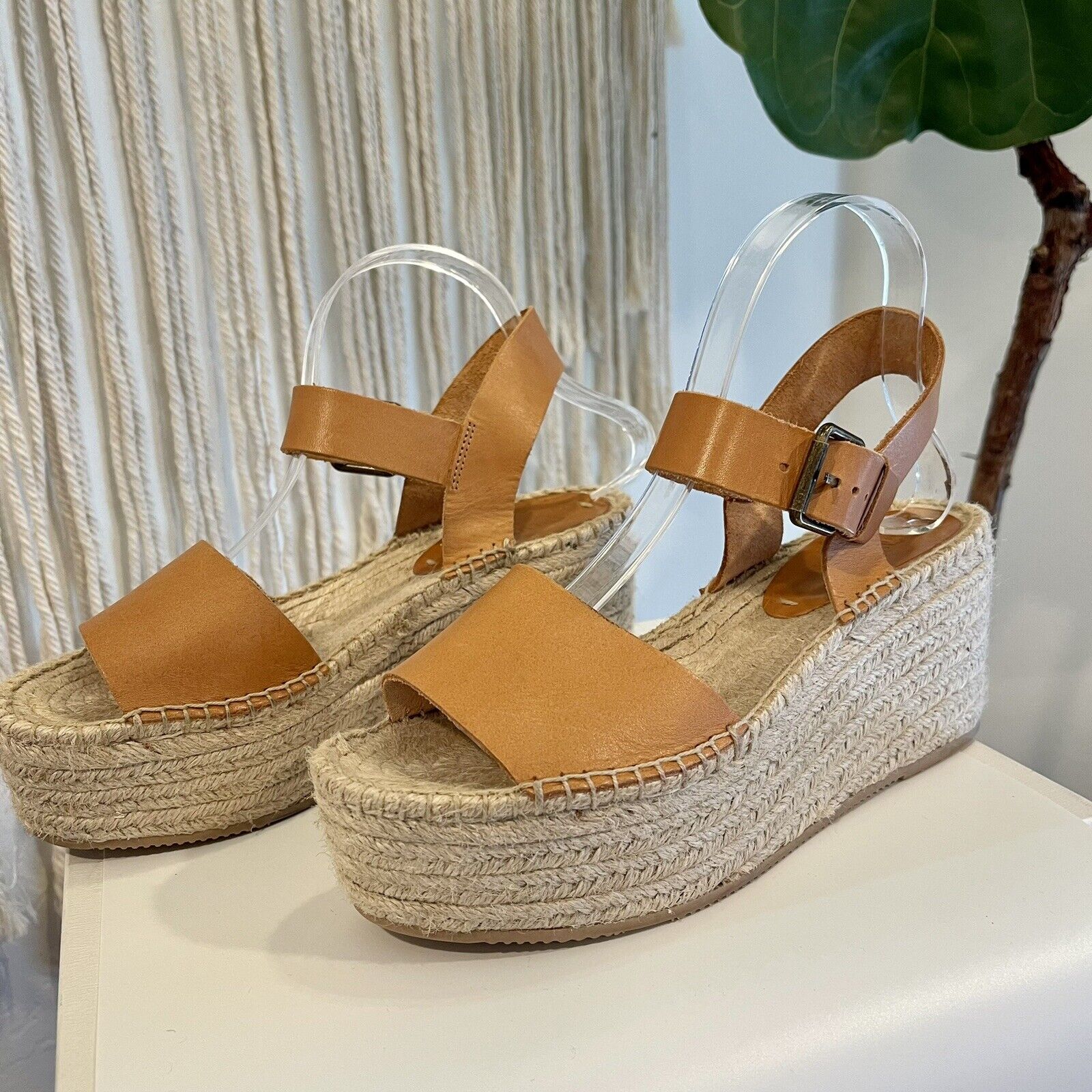 $170 Worn Once SOLUDOS Nude Platform Espadrille Sandals Shoes | Size 39 / 8.5