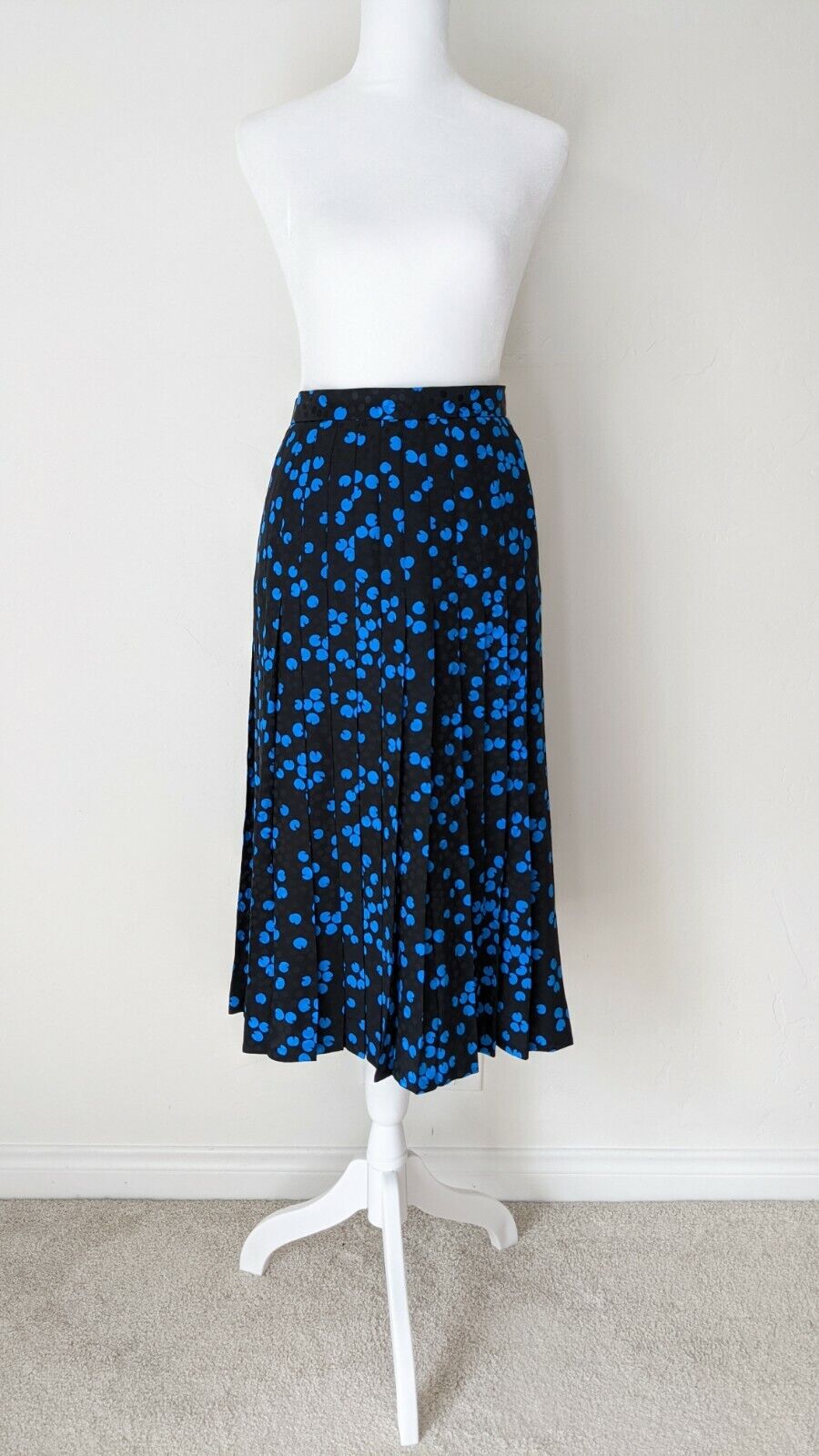 Rare Vintage Amen Wardy Designer Pleated Skirt - Blue and Black 1960's