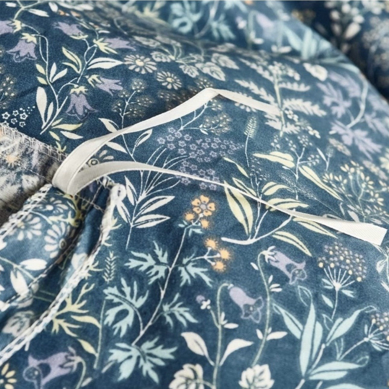 NEW Anthro Blue Floral Cotton Boho King Queen Full Size Bedding Duvet & Sham Set