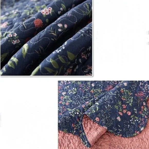 NEW Anthro Blue Floral Queen King Boho Quilt Bedding Bedspread Duvet & Sham Set