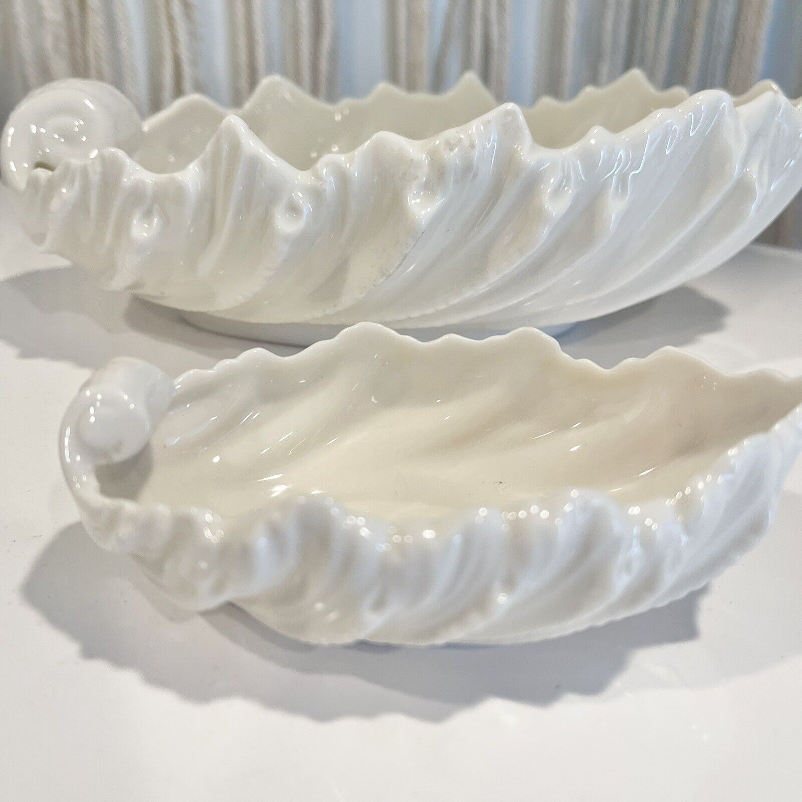 Vintage Lenox Acanthus Leaf Bowl Set / 2 Candy Dish Tray Porcelain Ceramic Bowls