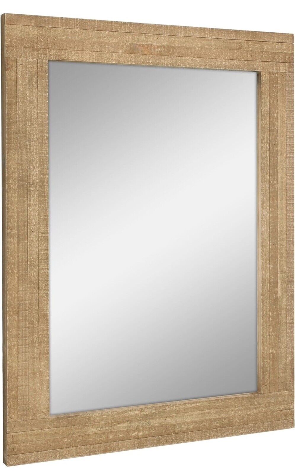 New Pottery Barn Large Boho Rustic Rectangular Wood Frame Wall Mirror 24" x 18”