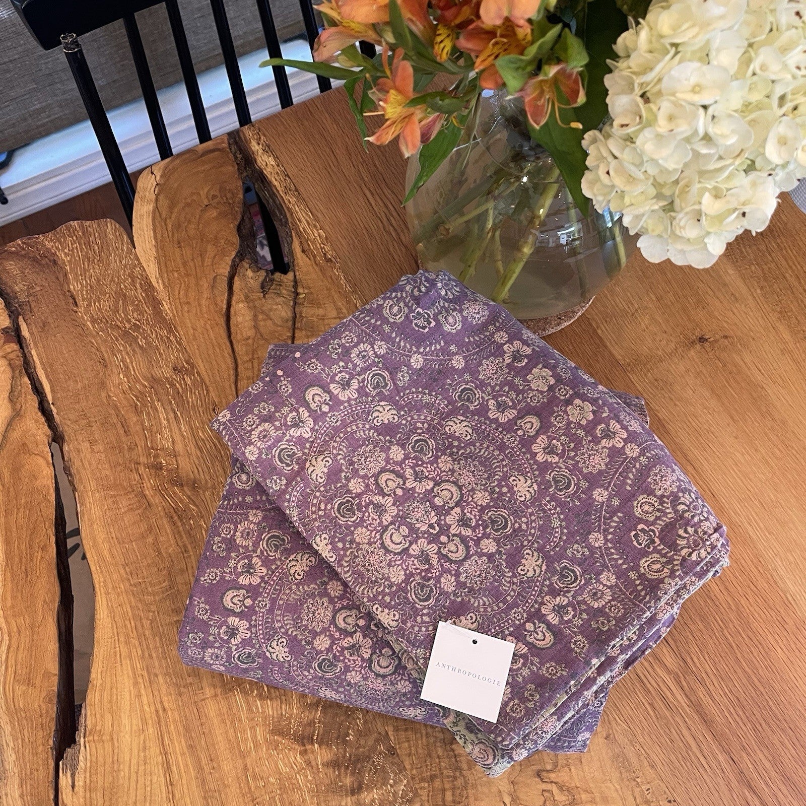 NEW Anthro Purple Muslin 100% Cotton Boho Queen King Bedding Duvet & Sham Case