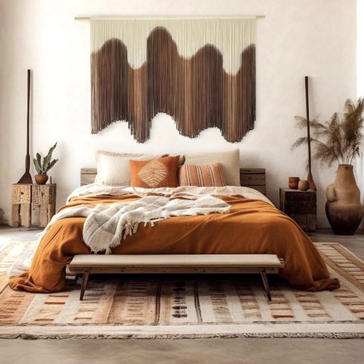 NEW Anthropologie XL Boho Tapestry Macrame Woven Dyed Yarn Wall Hanging - 58"