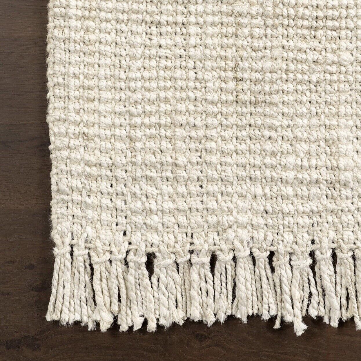 NEW West Elm White Beige Boho Jute Chunky Woven Moroccan Area Rug Carpet 6' x 9'