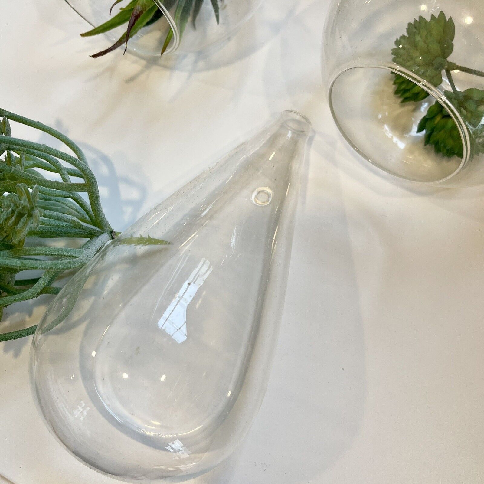 New West Elm Set of 3 Glass Terranium Air Plant Hanging Vases | Home Wall Decor