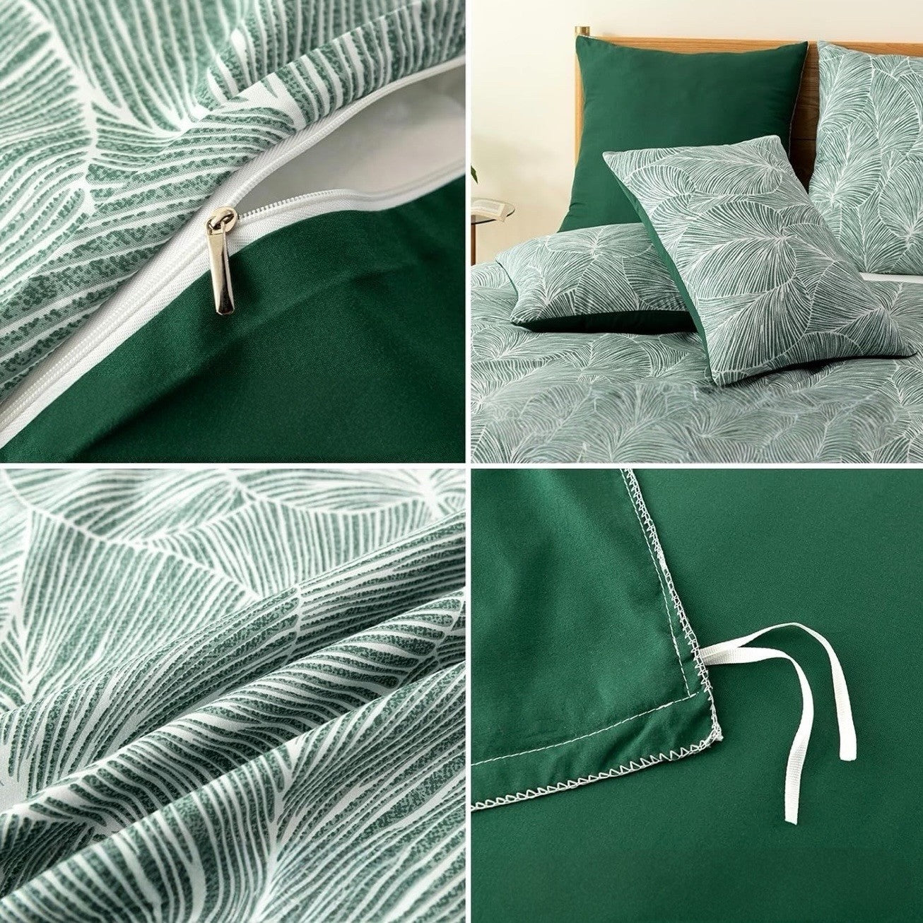 NEW Anthropologie Green Botanical Print Boho Queen King Bedding Duvet & Sham Set