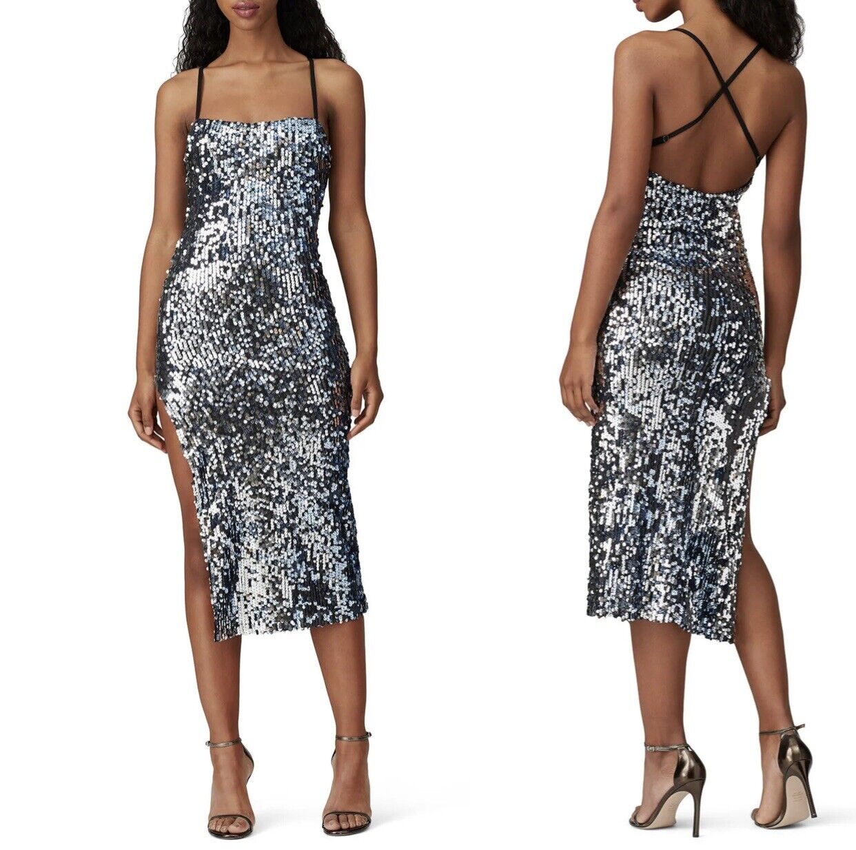 Free People / Cosmopolitan DTP Blue Sequin Party Cocktail Dress - Size Medium