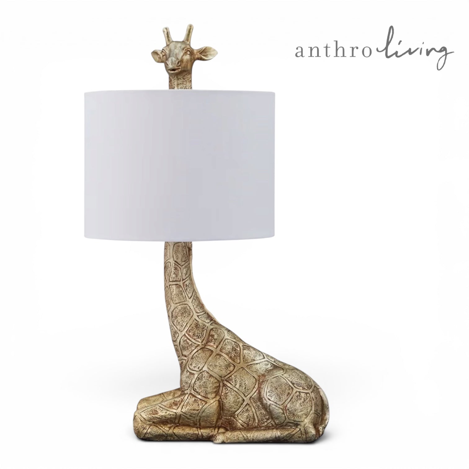 NEW Anthropologie Large Gold Boho Giraffe Table Lamp Lighting Art Deco Set - 25"