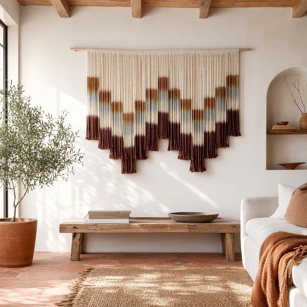 NEW Anthropologie  XL Boho Tapestry Macrame Woven Dyed Yarn Wall Hanging - 60"