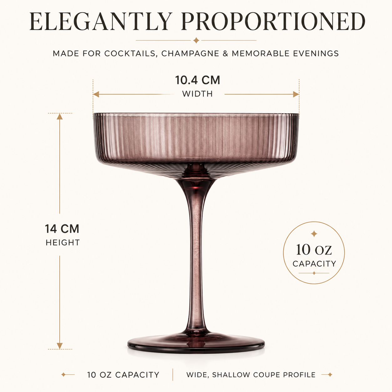 Venus Champagne Coupe Cocktail Glassware, Set of 6