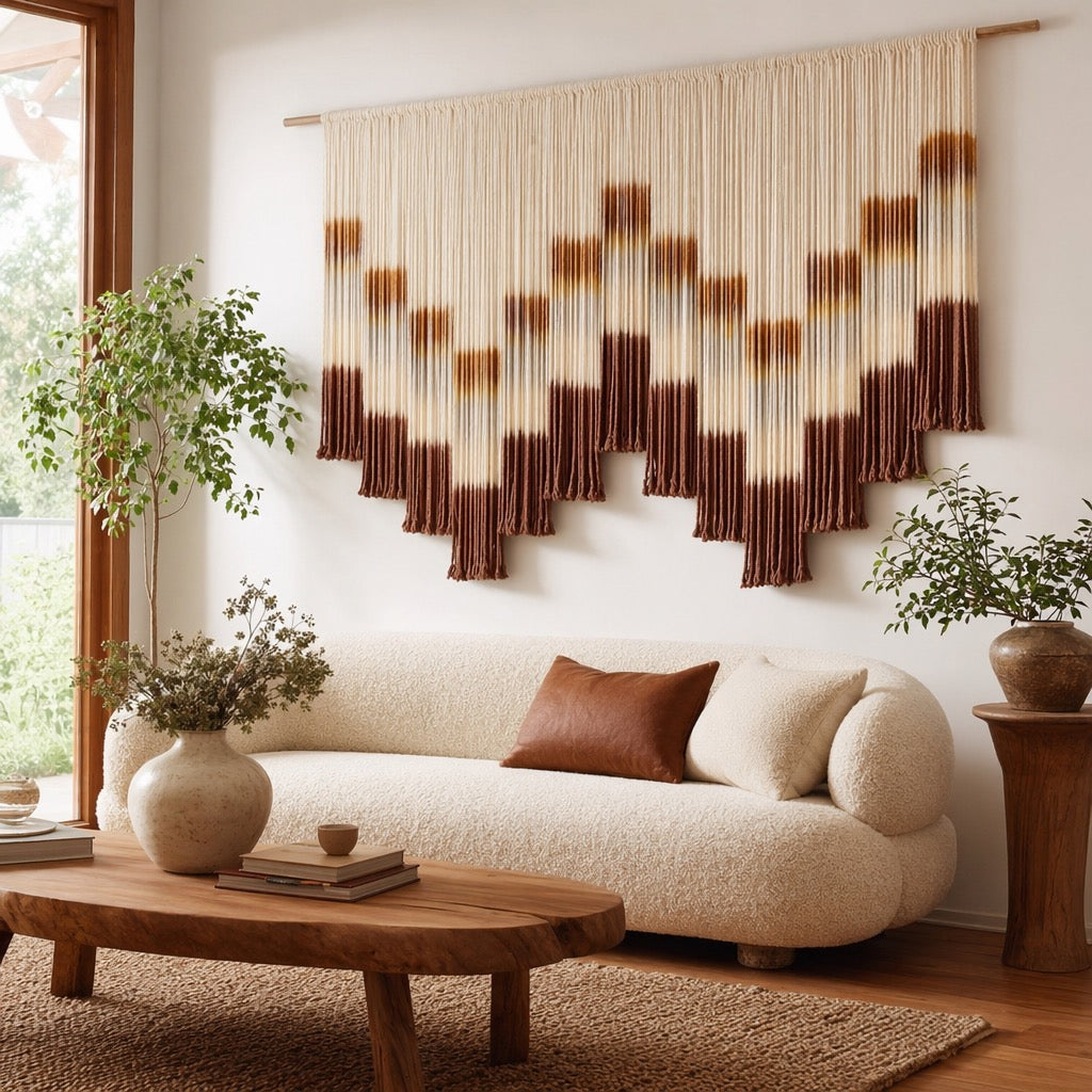 Anthropologie Large XL Boho Tapestry Macrame Woven Dyed Yarn Wall Hanging - 60"