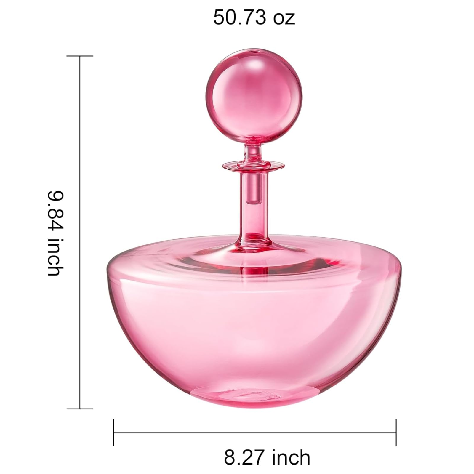 Blush Pink Low Arc Glass Decanter Handblown Captain’s Style Carafe