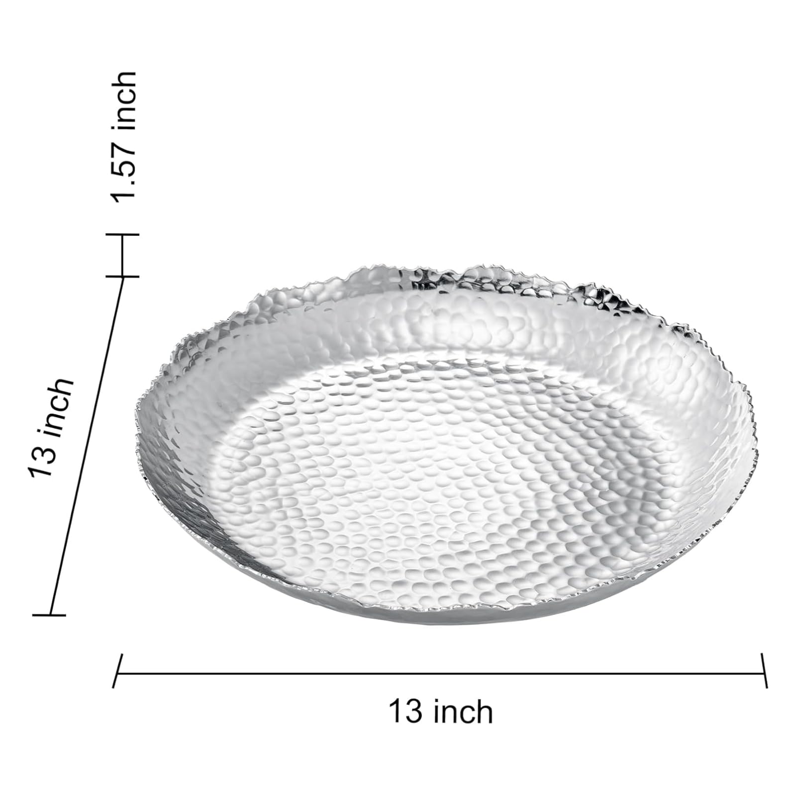Silver Hammered Decorative Bowl Elegant Aluminum Centerpiece