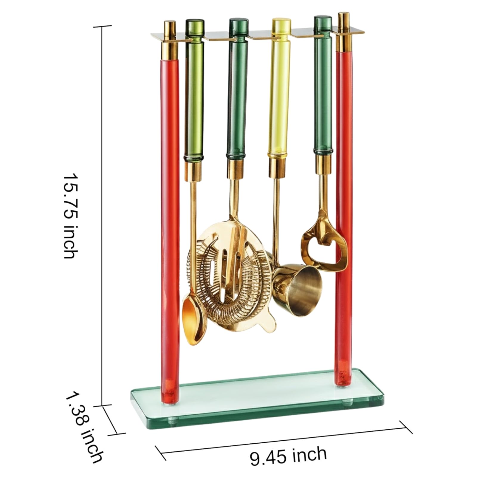 5-PC Gold Bartender Kit with Stand & Color Handles