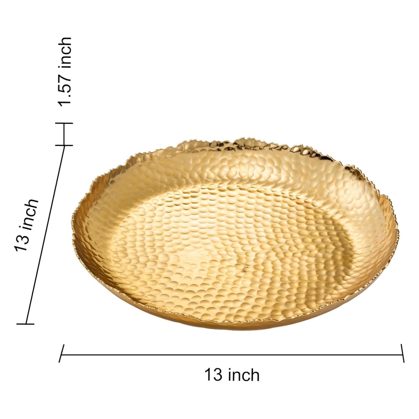 Gold Hammered Decorative Bowl Elegant Aluminum Centerpiece