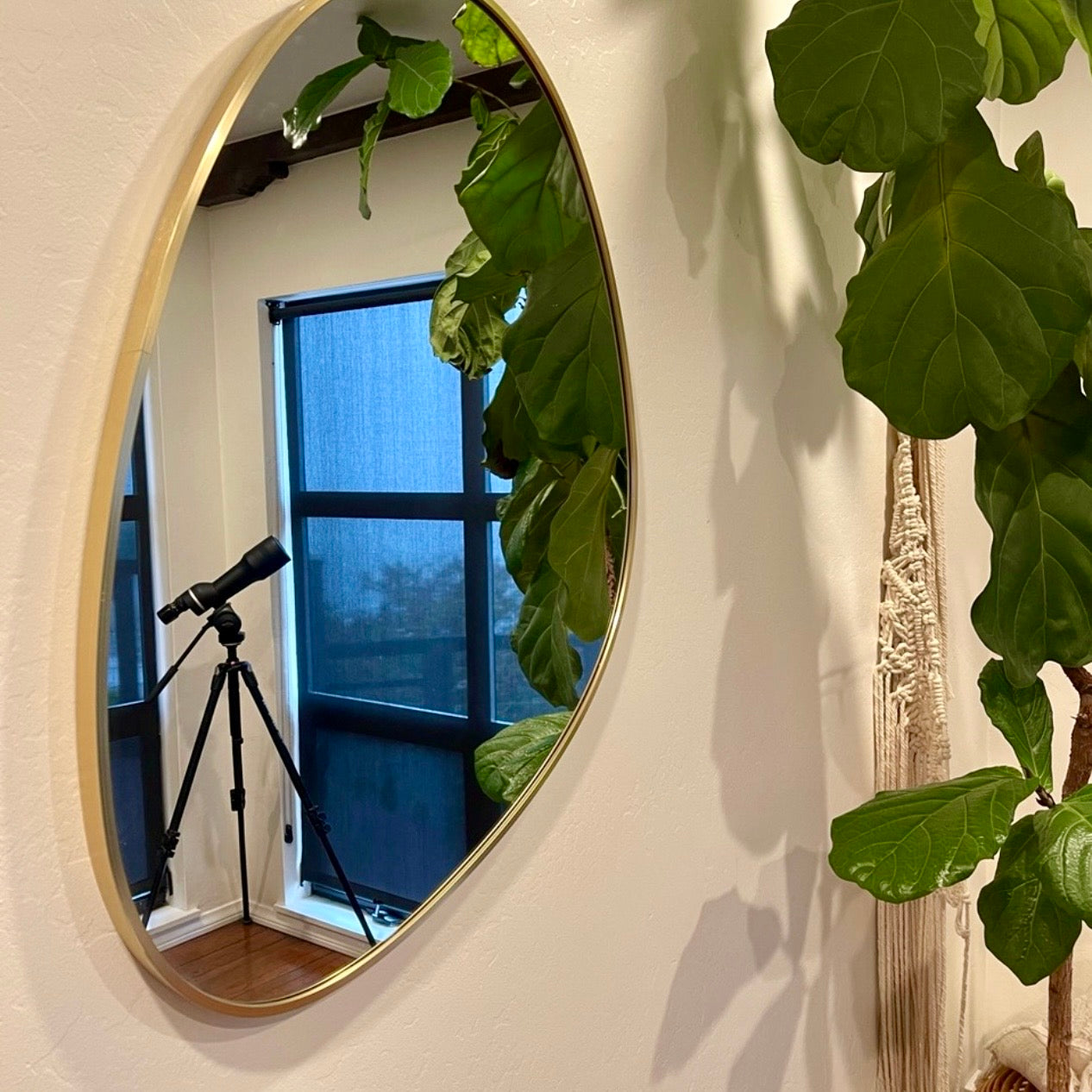 NEW West Elm Gold Asymmetrical Framed Mid-Century Modern Wall Mirror - 20" x 34"