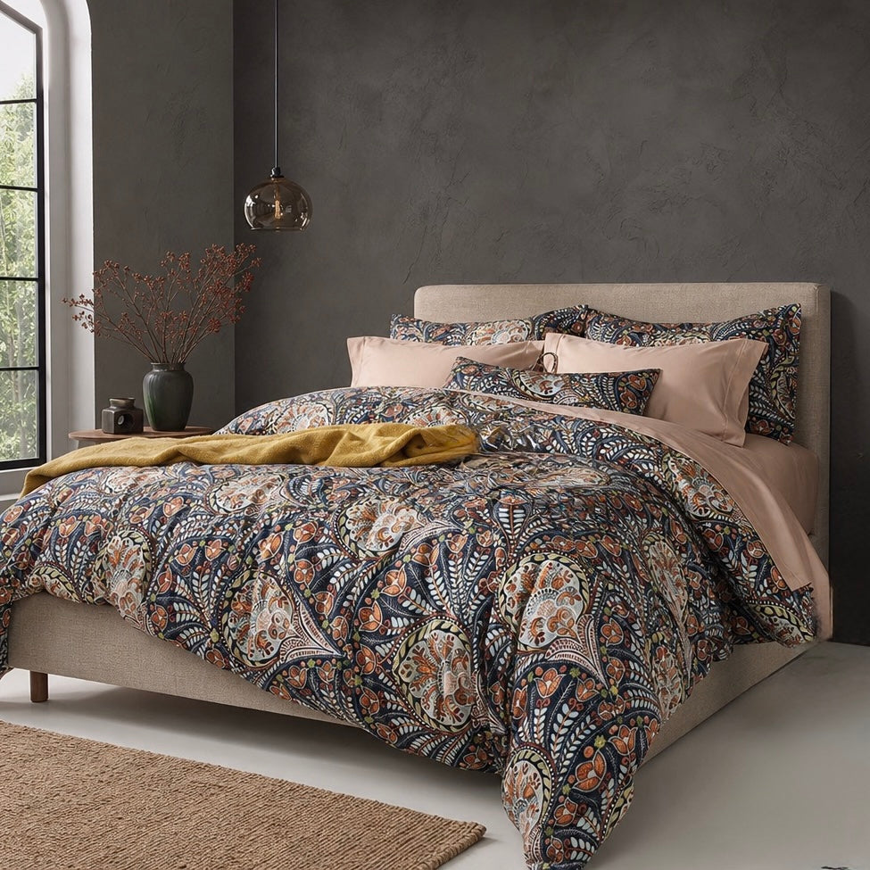 NEW Anthropologie Paisley Floral Multicolor Boho Queen / King Bedding Duvet Set