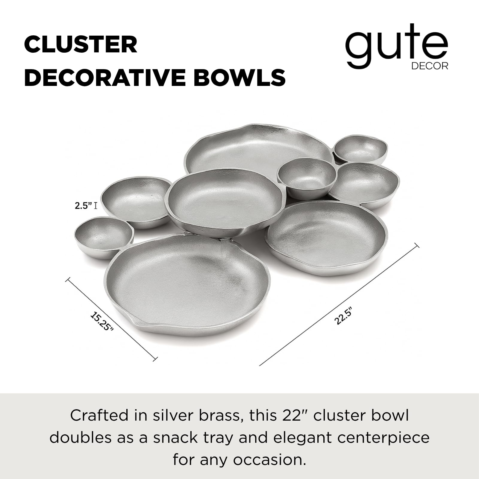 Cluster Decorative Bowls, Bright Silver Brass - Decoration