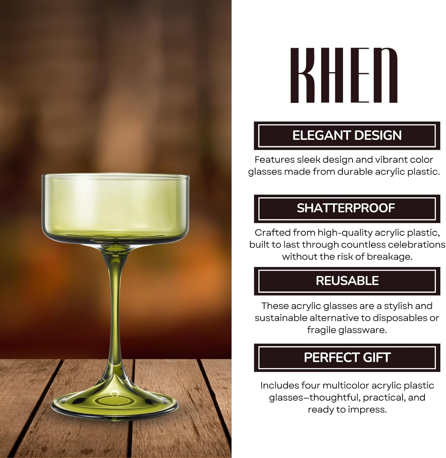 Khen Champagne Coupes Morgan Set Vibrant  - Set of 4 Multicolor