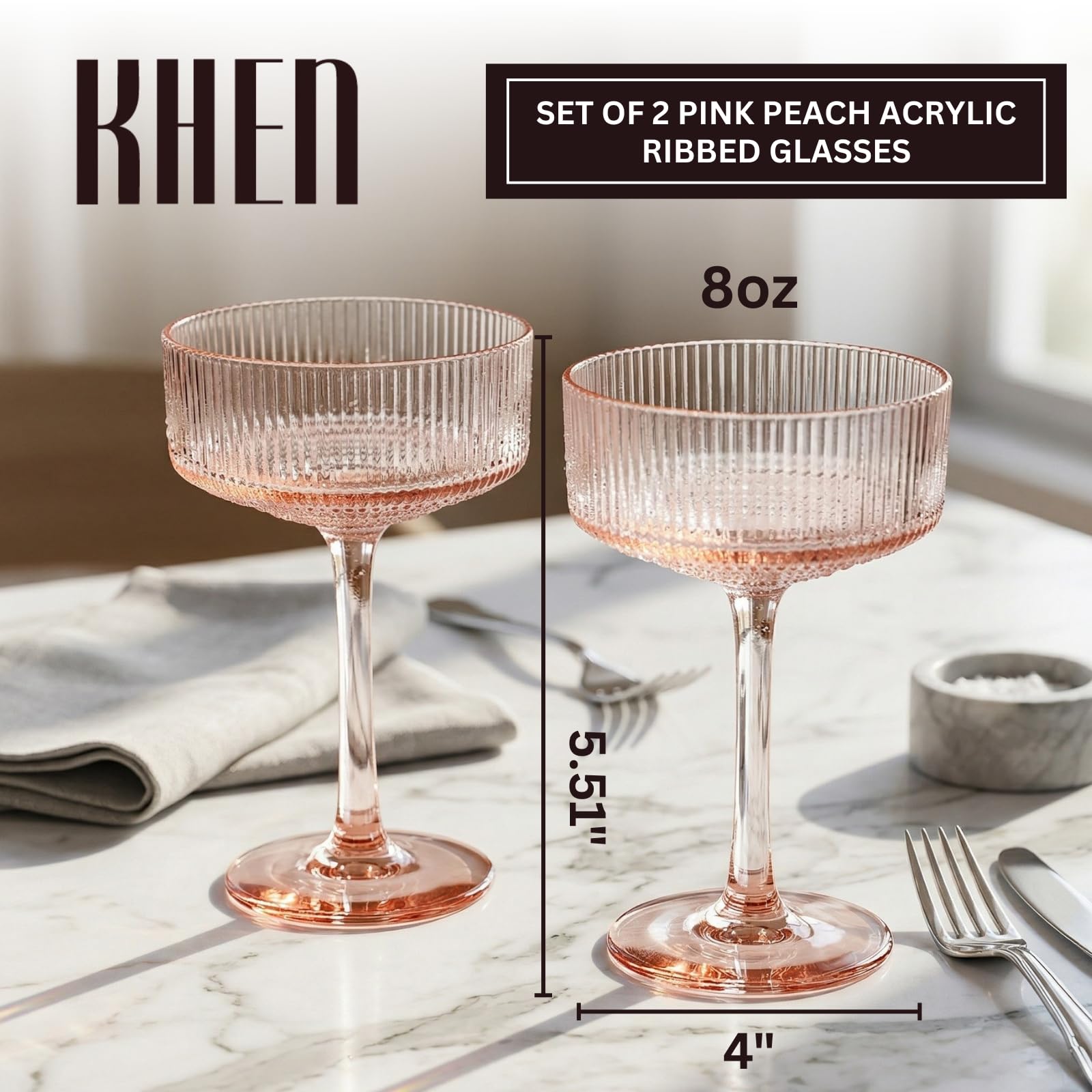 Madrid Acrylic Champagne Coupe Cocktail Glassware, Set of 2