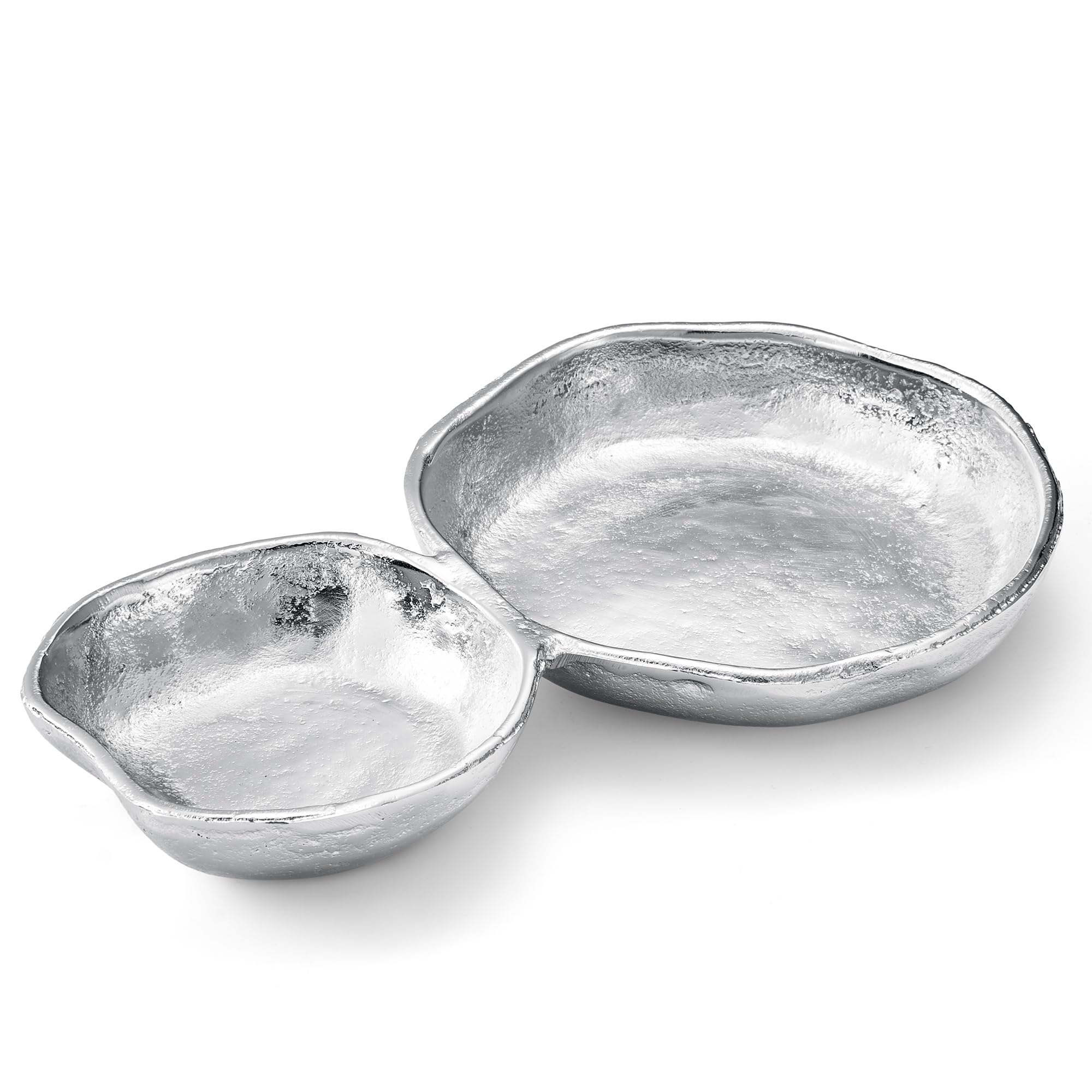2 Cluster Decorative Bowls Bright Silver Snack Tray Bowl Chip