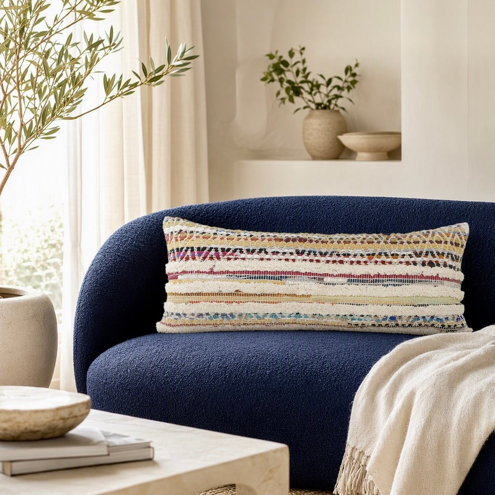 NEW Anthropologie XL Pillow & Insert Boho Lumbar Throw Colorful Woven 14" x 36"