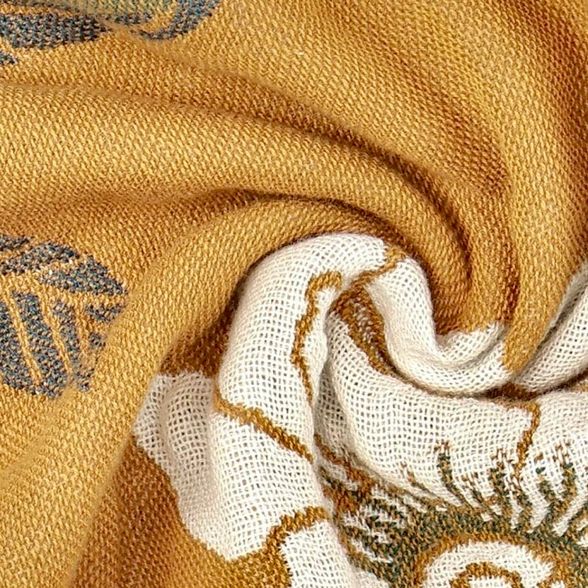 NEW Anthropologie Boho Orange & Teal Floral Throw Blanket Bedspread - 60" x 80"