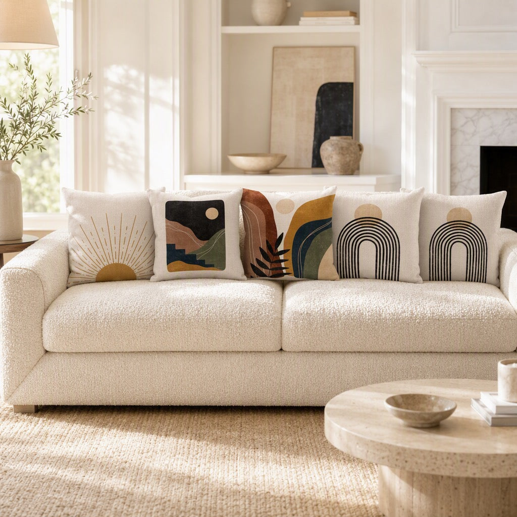 NEW Anthropologie (Set / 4) Boho Abstract Throw Pillow Cover Case Sham 18" x 18"