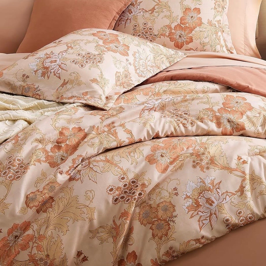 NEW Anthropologie 7 Piece Comforter & Sheet Set Blush Pink Floral Boho Bedding