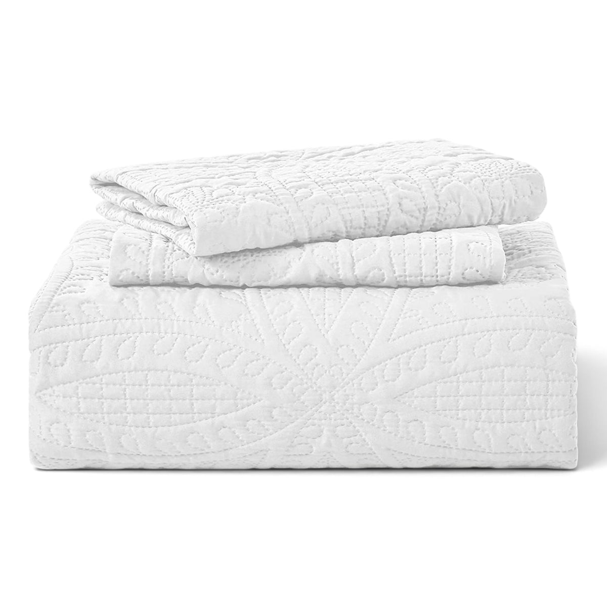 NEW West Elm White Embroidered Boho Bedding Quilt Coverlet Bedding & Sham Set