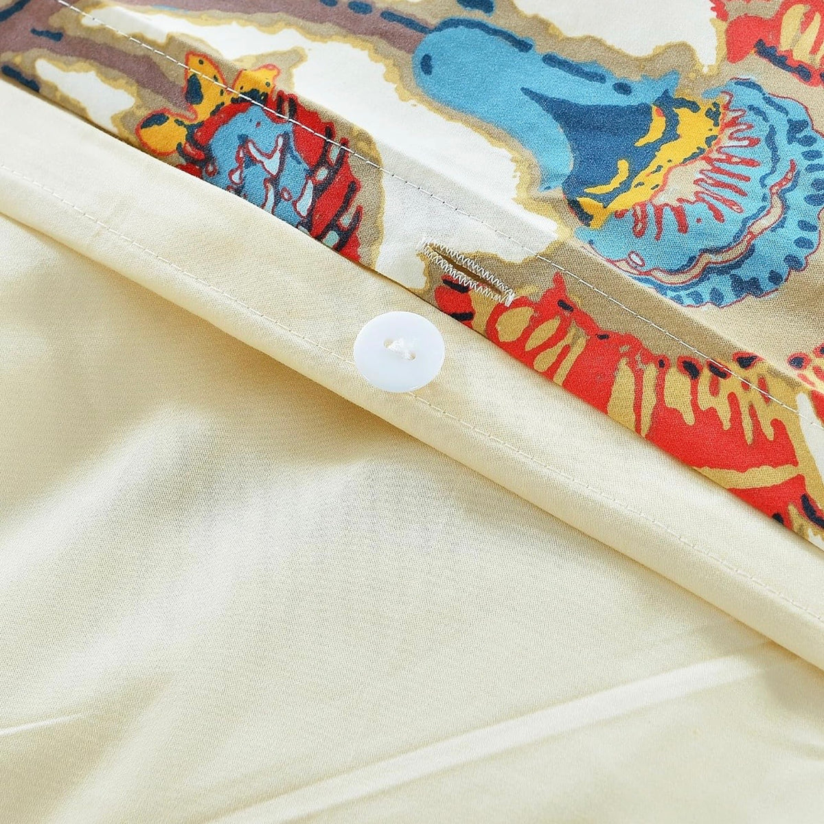 NEW Anthropologie Cream Red Cotton Queen / King Floral Bedding Duvet & Sham Set
