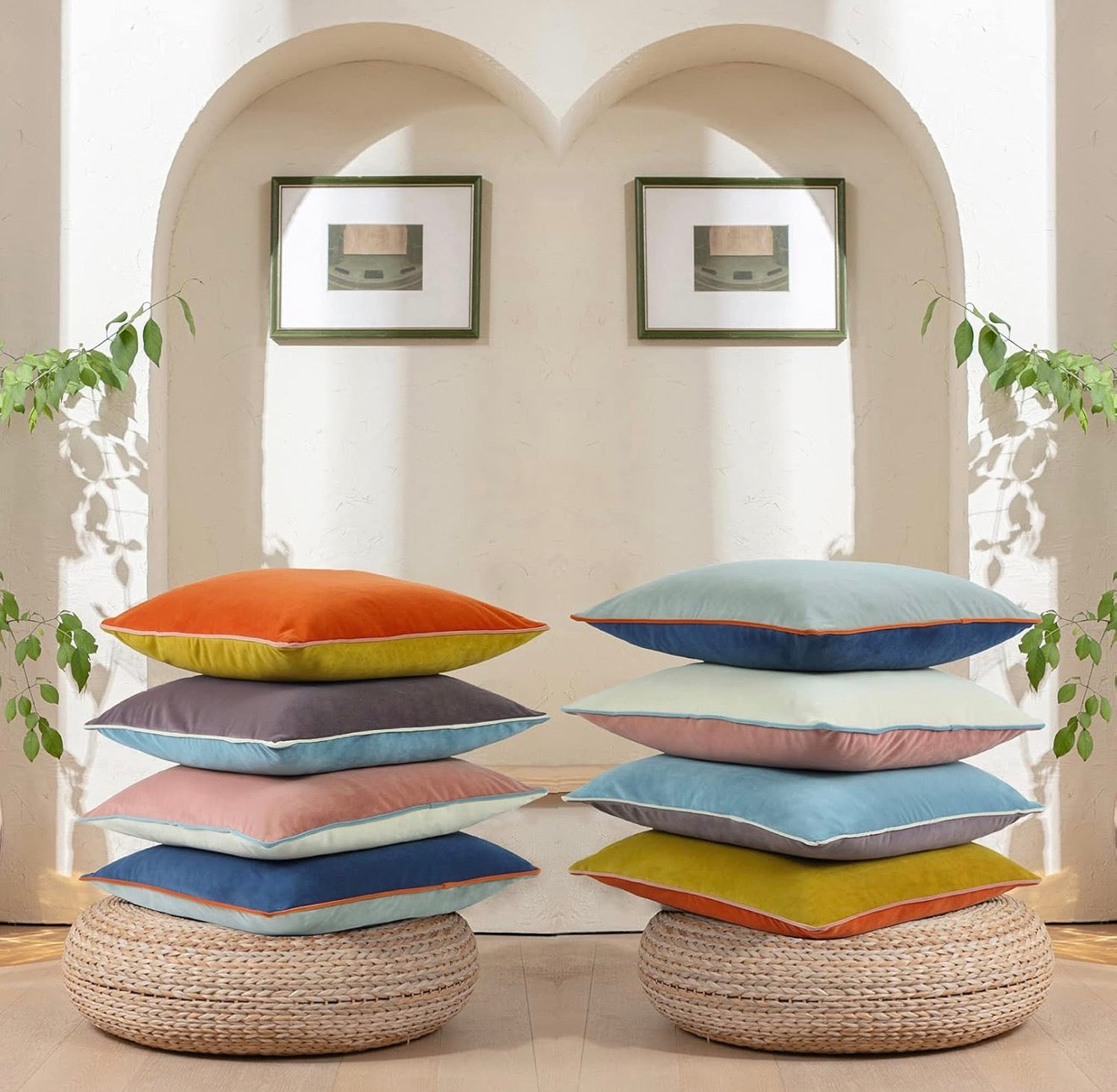 New Anthropologie Boho Velvet Throw Pillow Covers Cases Shams Set of 4 | 18x18
